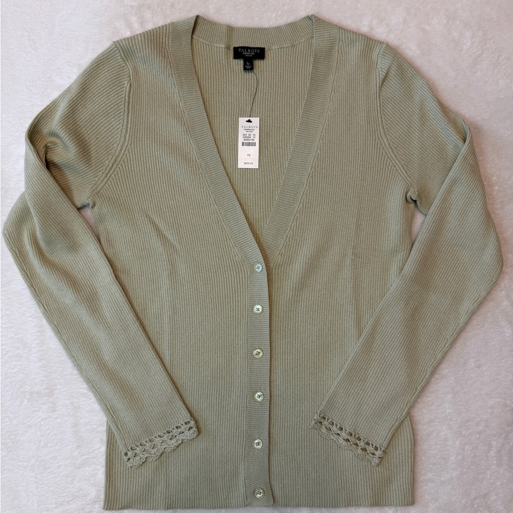 Spring-Ready Lacy Talbots Cardigan in Light Green